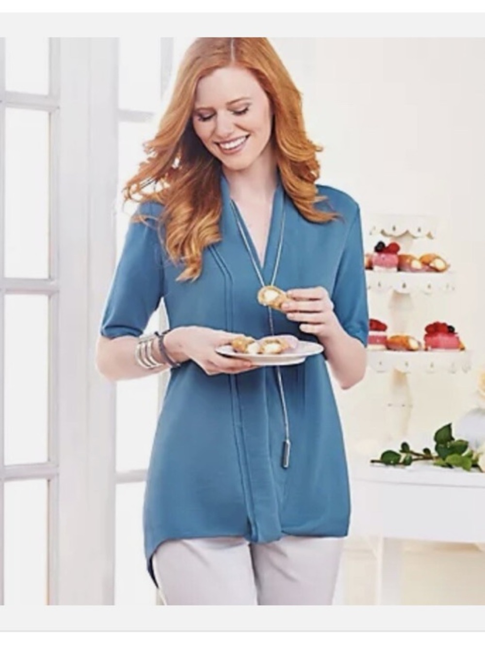 4/$20 H by Halston  V-Neck Short Sleeve Tunic